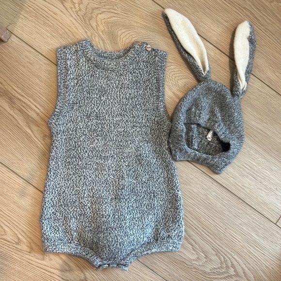 Oeuf bunny romper and hat | 100% baby alpaca - Picture 2 of 6